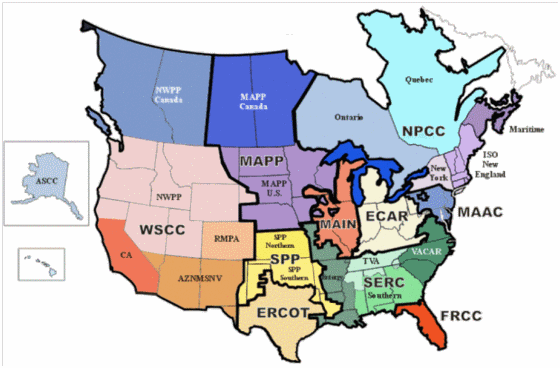 Map of NERC regions Pre-2006
